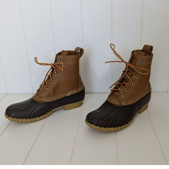 L.L. Bean Women's Bean Boots 8"-size 7M-Tan/Brown-Waterproof - Picture 2 of 10